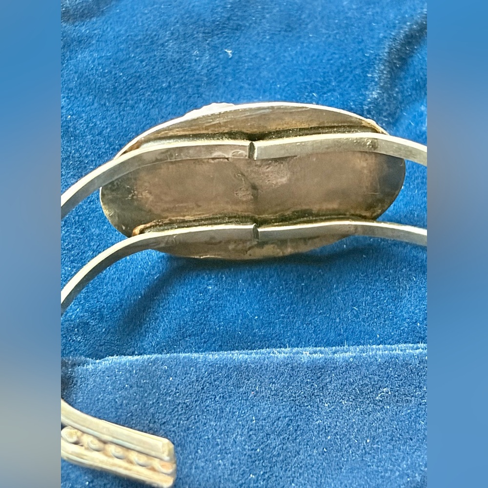 VINTAGE Native American Navajo Sterling Silver TURQUOISE Cuff Bracelet - Picture 5 of 7